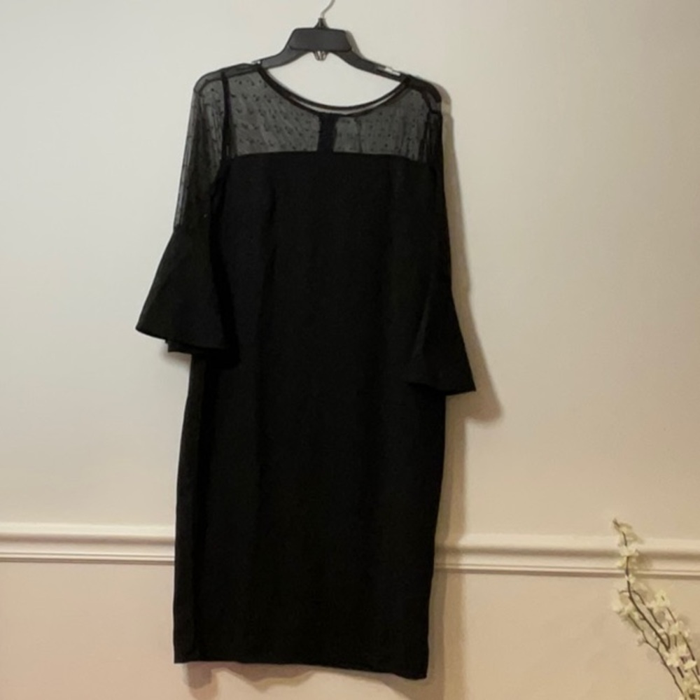 NY Collection Black Sheath Dress with Bell Sleeves